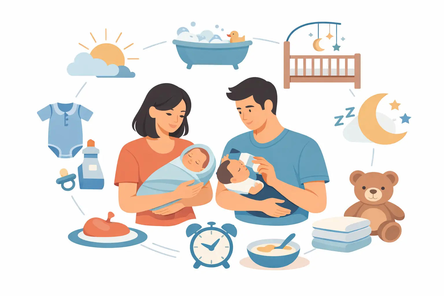 Daily Newborn Routine Example for New Parents