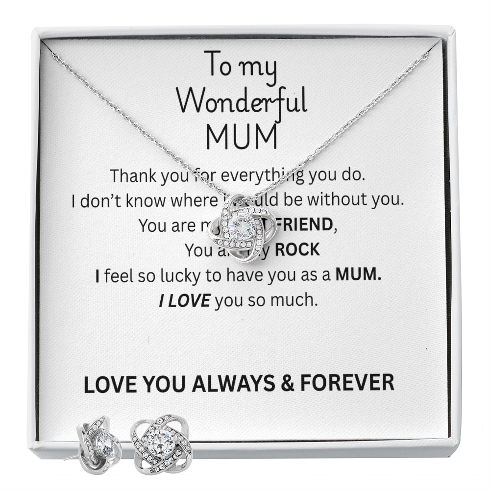 To My Mum-Love Knot Necklace and Earing Set
