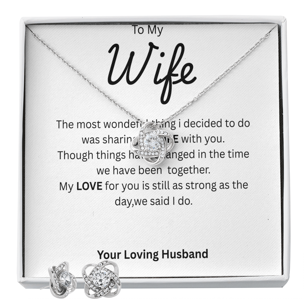 To My Wife-Love Knot Necklace and Earing Set