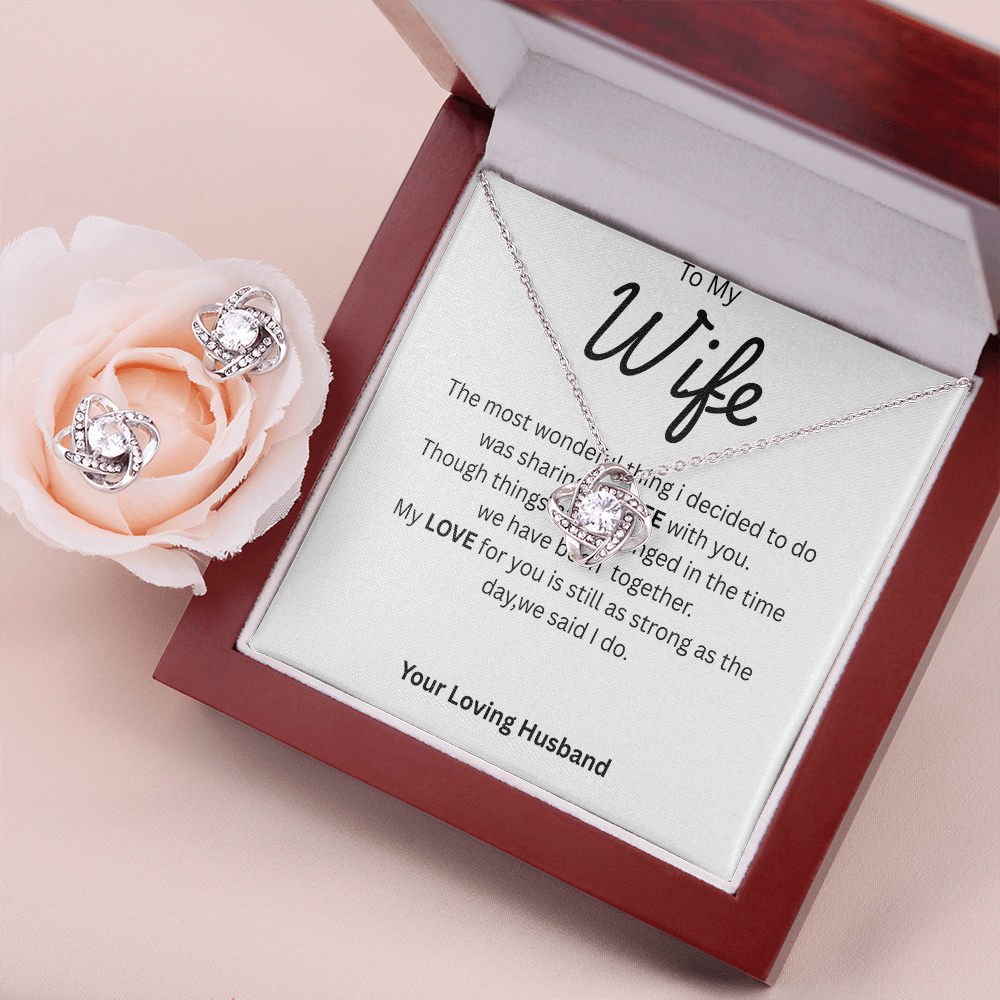 To My Wife-Love Knot Necklace and Earing Set