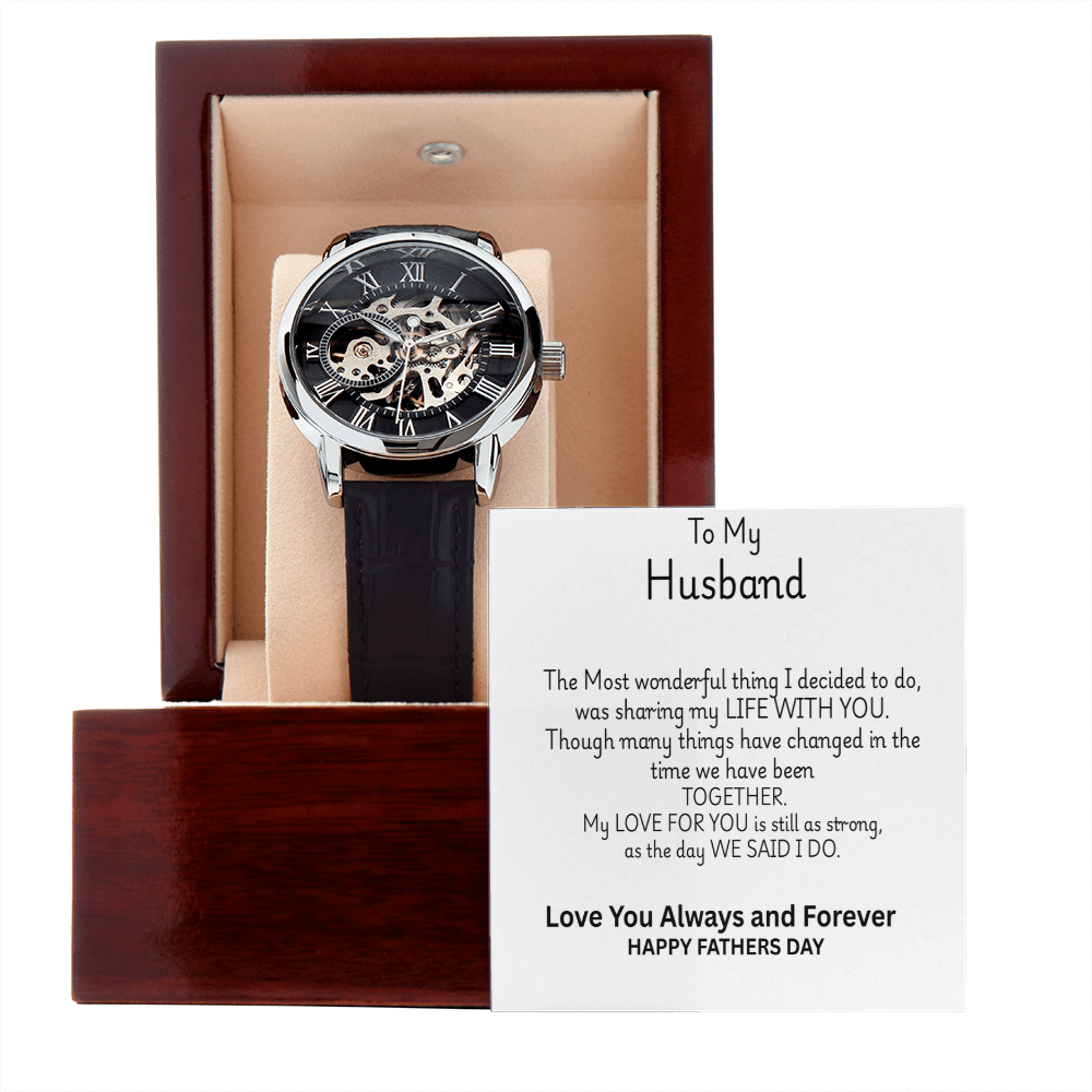 TO MY HUSBAND - Black Men's Openwork Watch