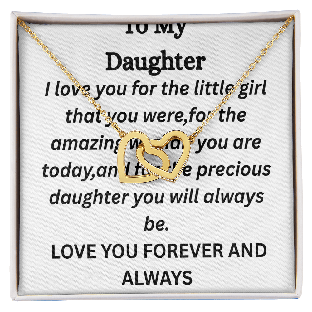 To My Daughter-Interlocking Heart Necklace