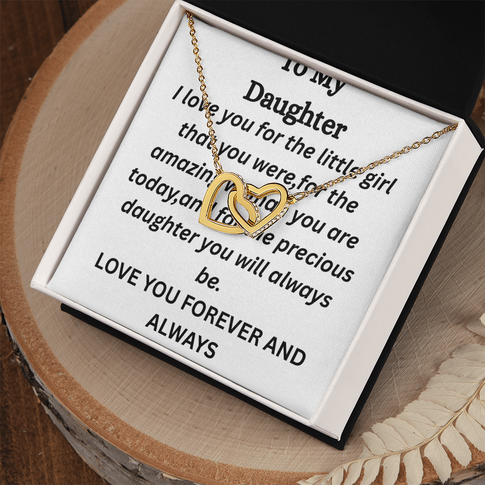 To My Daughter-Interlocking Heart Necklace