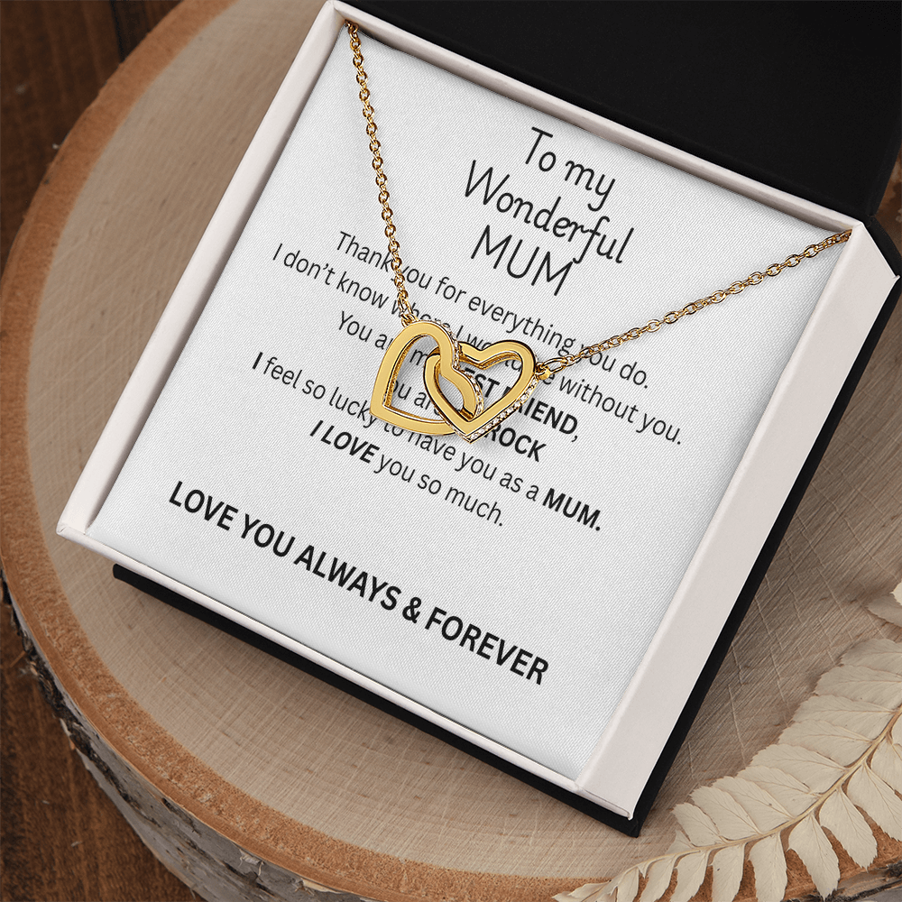 To My Mum Interlocking Hearts Necklace in Rose Gold or 18K Gold