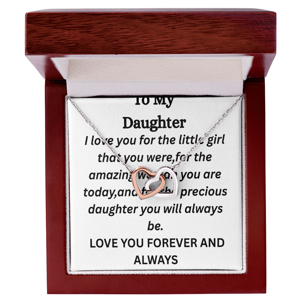 To My Daughter-Interlocking Heart Necklace
