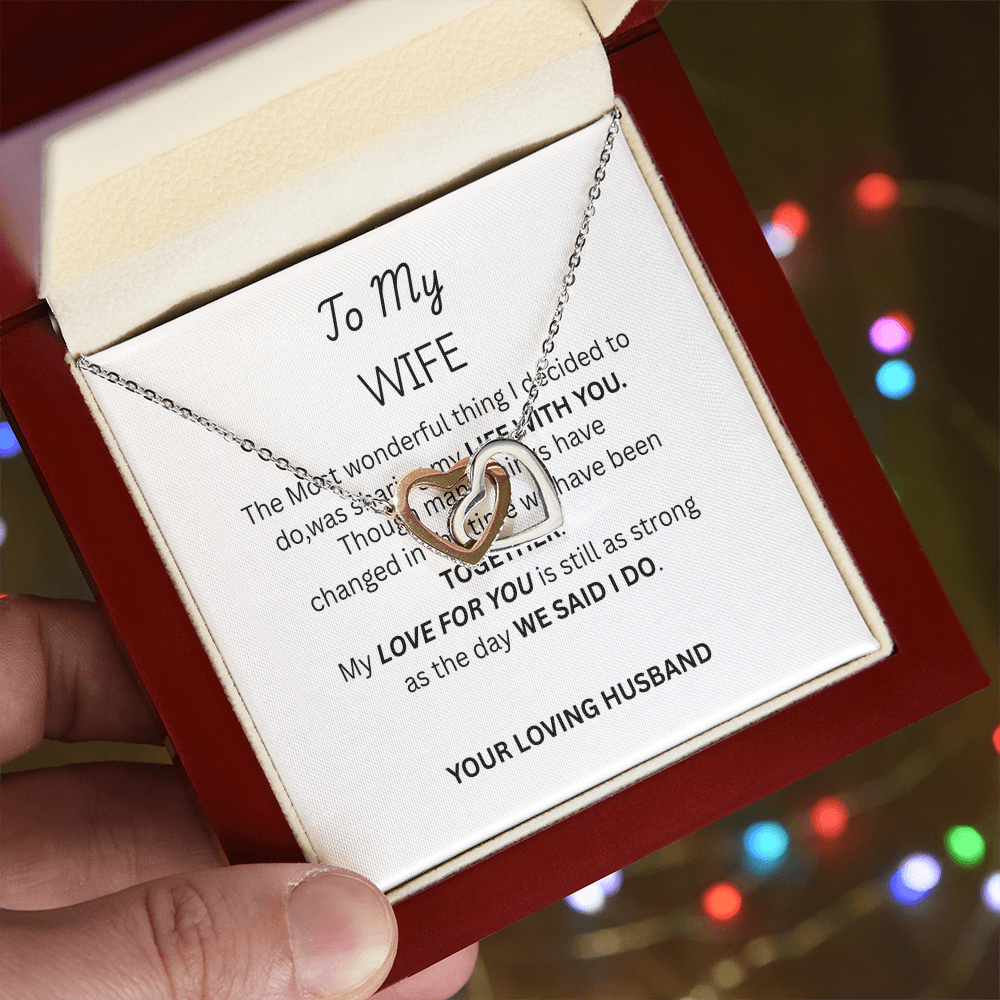 TO MY WIFE - Interlocking Hearts Necklace