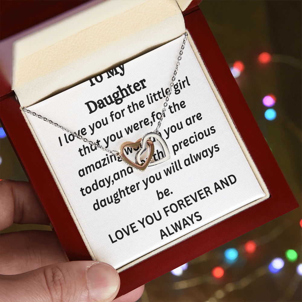 To My Daughter-Interlocking Heart Necklace