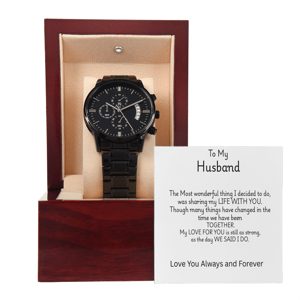 TO MY HUSBAND - Black Chronograph Watch