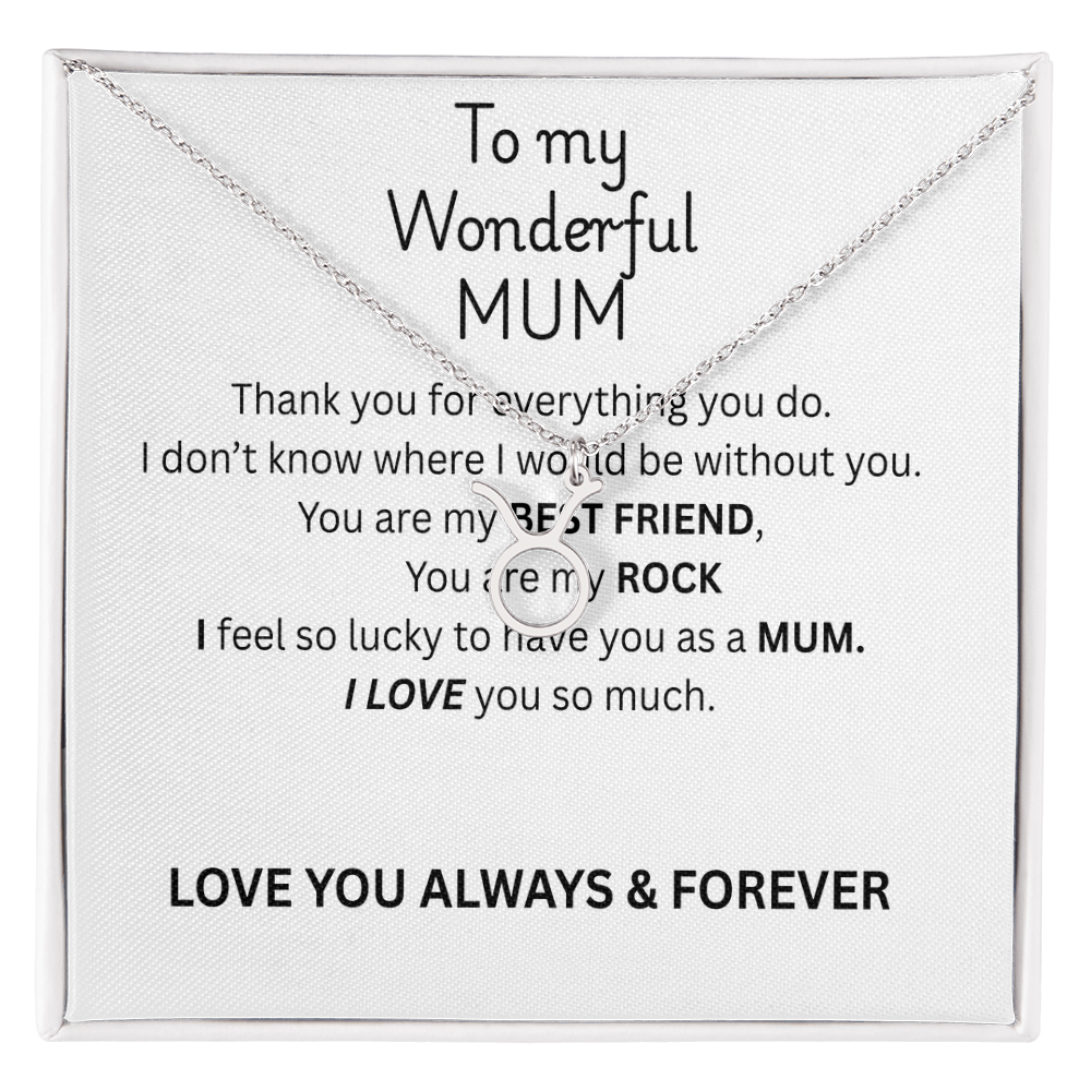To My Mum Zodiac Sign Necklace, Personalised Astrology Pendant in 18K Gold or Silver