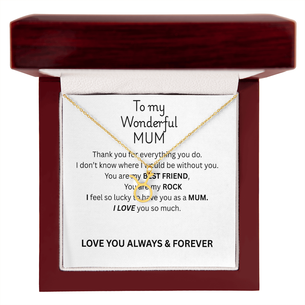 To My Mum Zodiac Sign Necklace, Personalised Astrology Pendant in 18K Gold or Silver