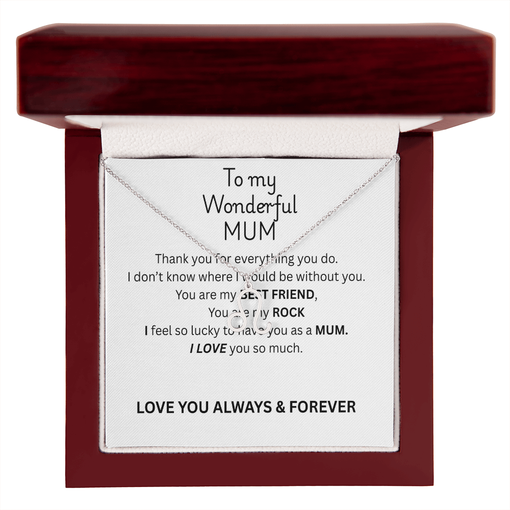 To My Mum Zodiac Sign Necklace, Personalised Astrology Pendant in 18K Gold or Silver