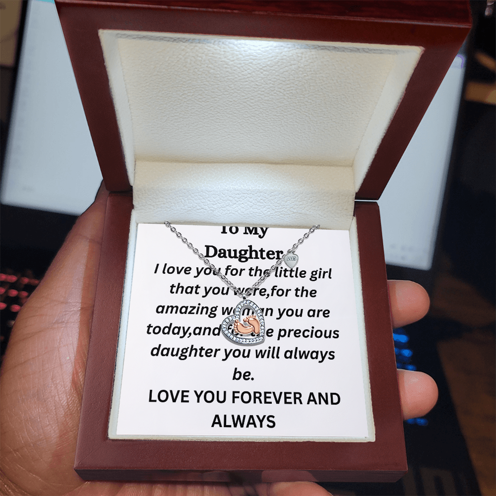 To My Daughter--Baby Feet Necklace