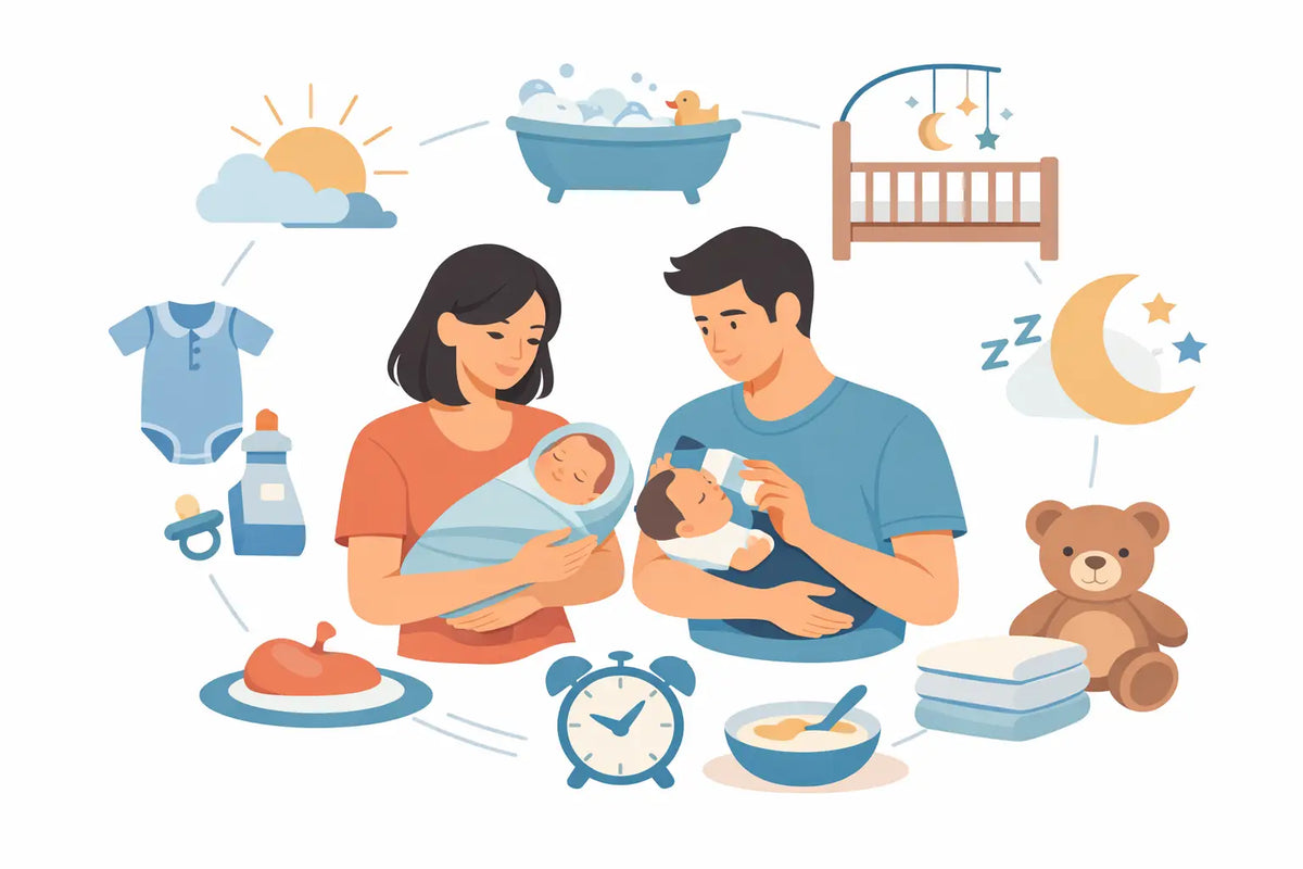 Daily Newborn Routine Example for New Parents