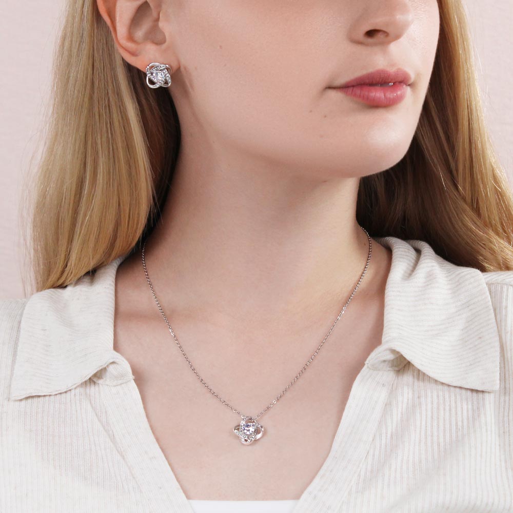 To My Wife-Love Knot Necklace and Earing Set