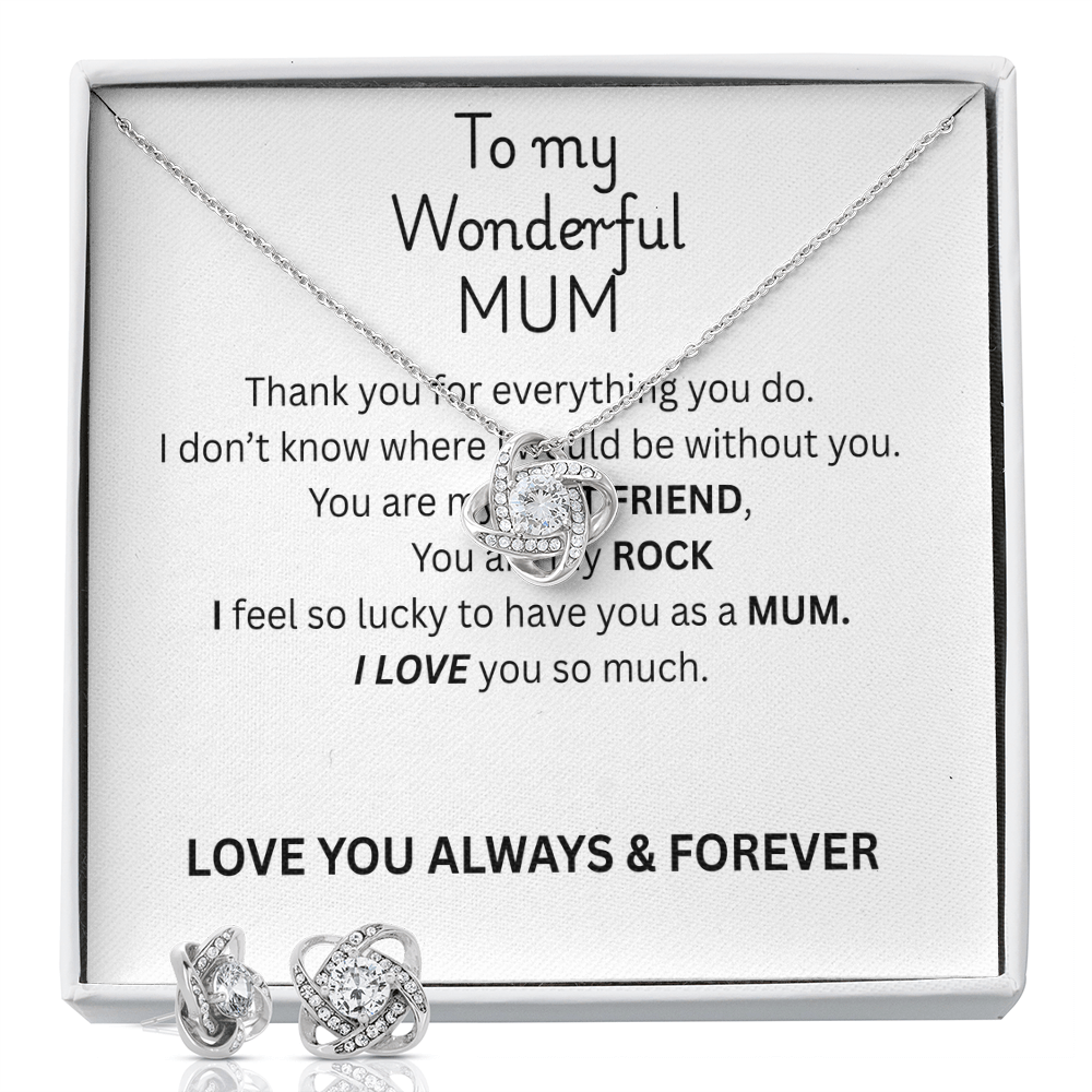 To My Mum-Love Knot Necklace and Earing Set