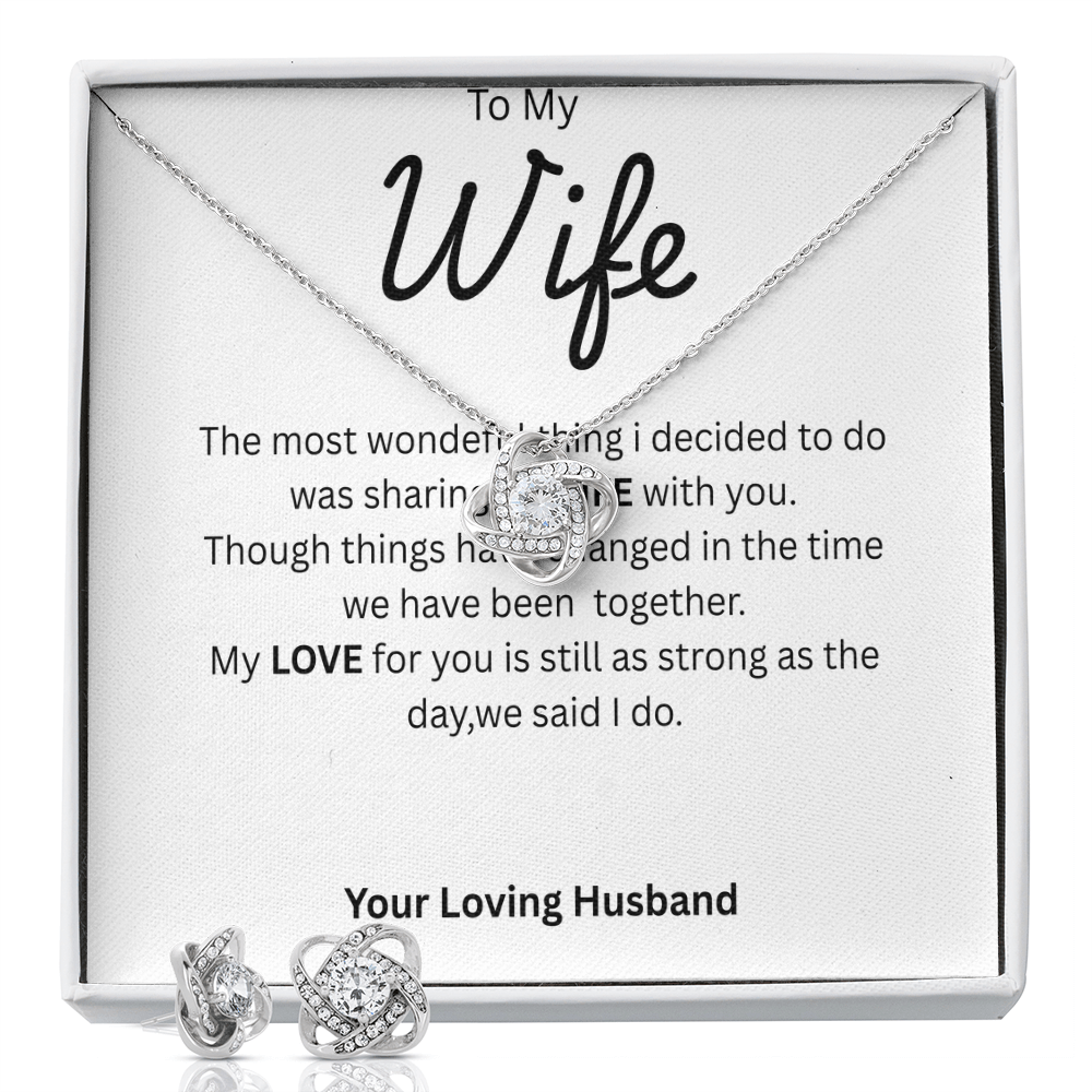To My Wife-Love Knot Necklace and Earing Set