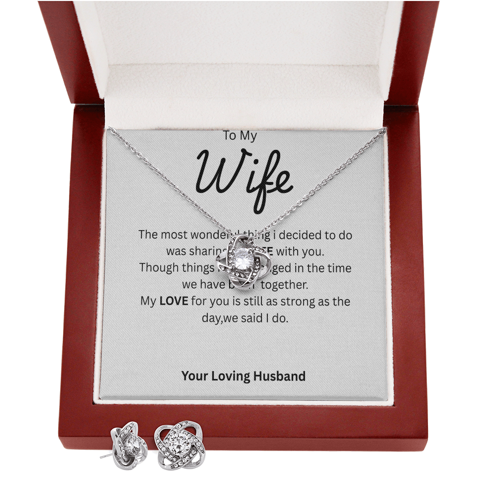 To My Wife-Love Knot Necklace and Earing Set