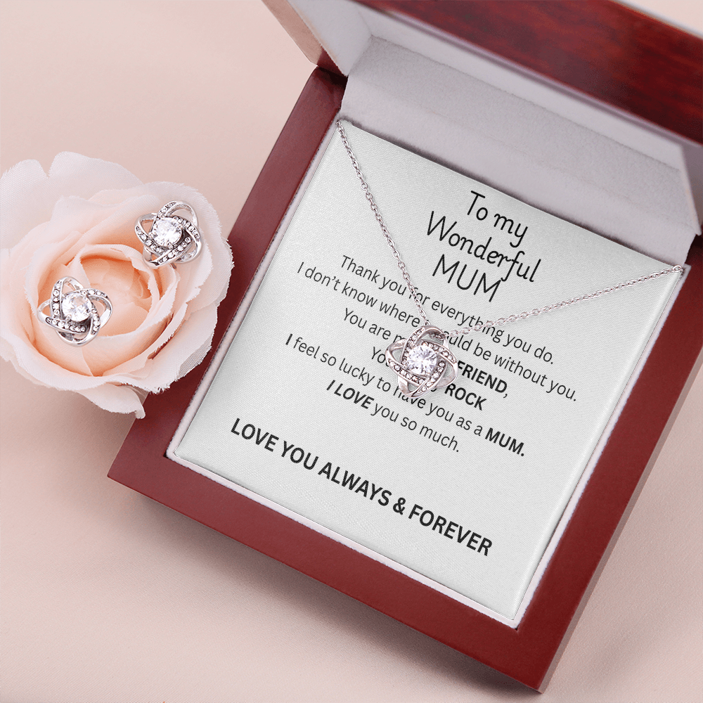 To My Mum-Love Knot Necklace and Earing Set