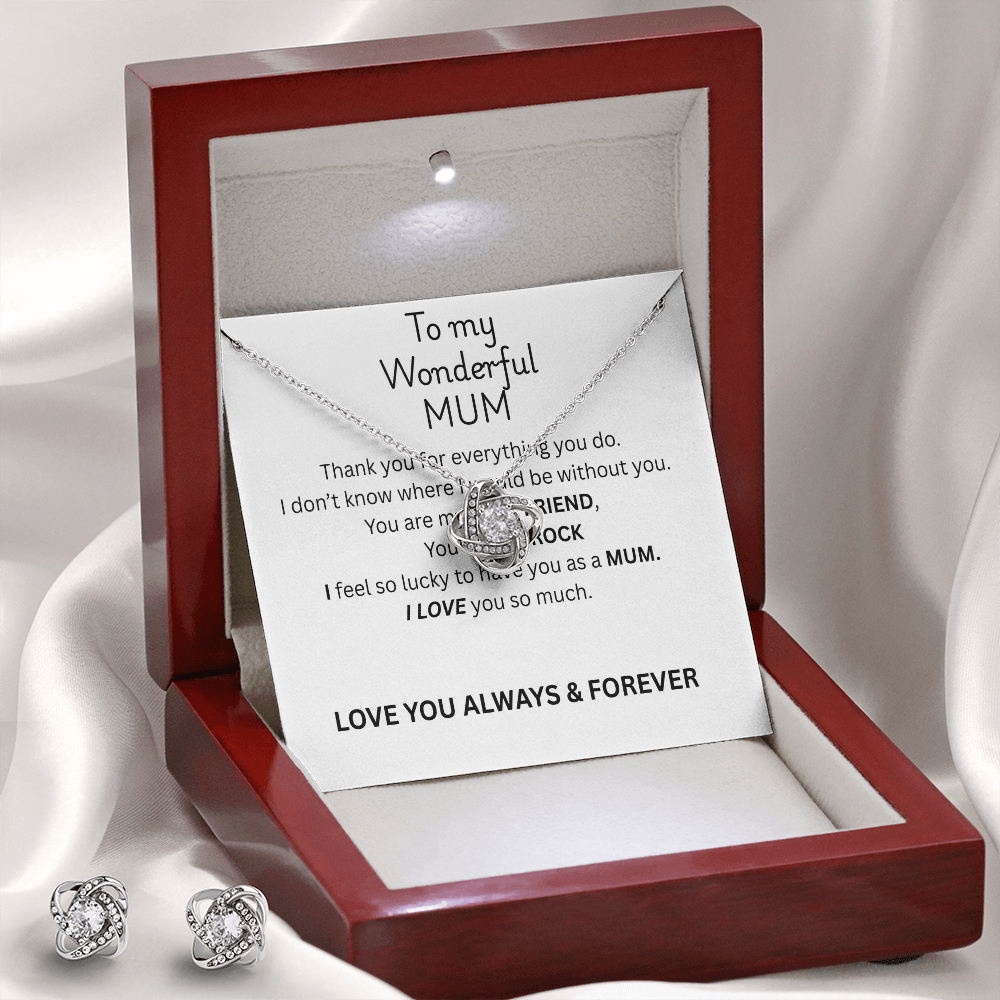 To My Mum-Love Knot Necklace and Earing Set