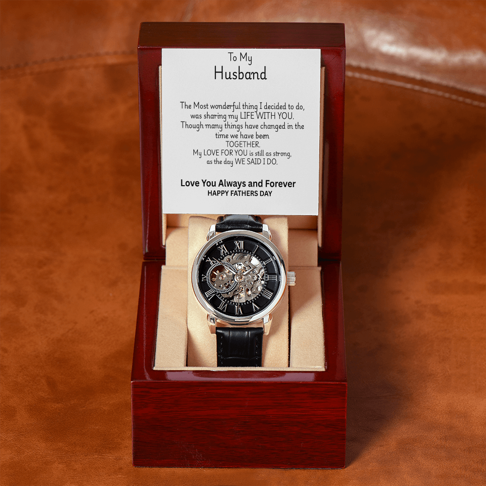 TO MY HUSBAND - Black Men's Openwork Watch
