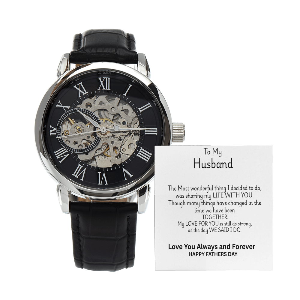 TO MY HUSBAND - Black Men's Openwork Watch