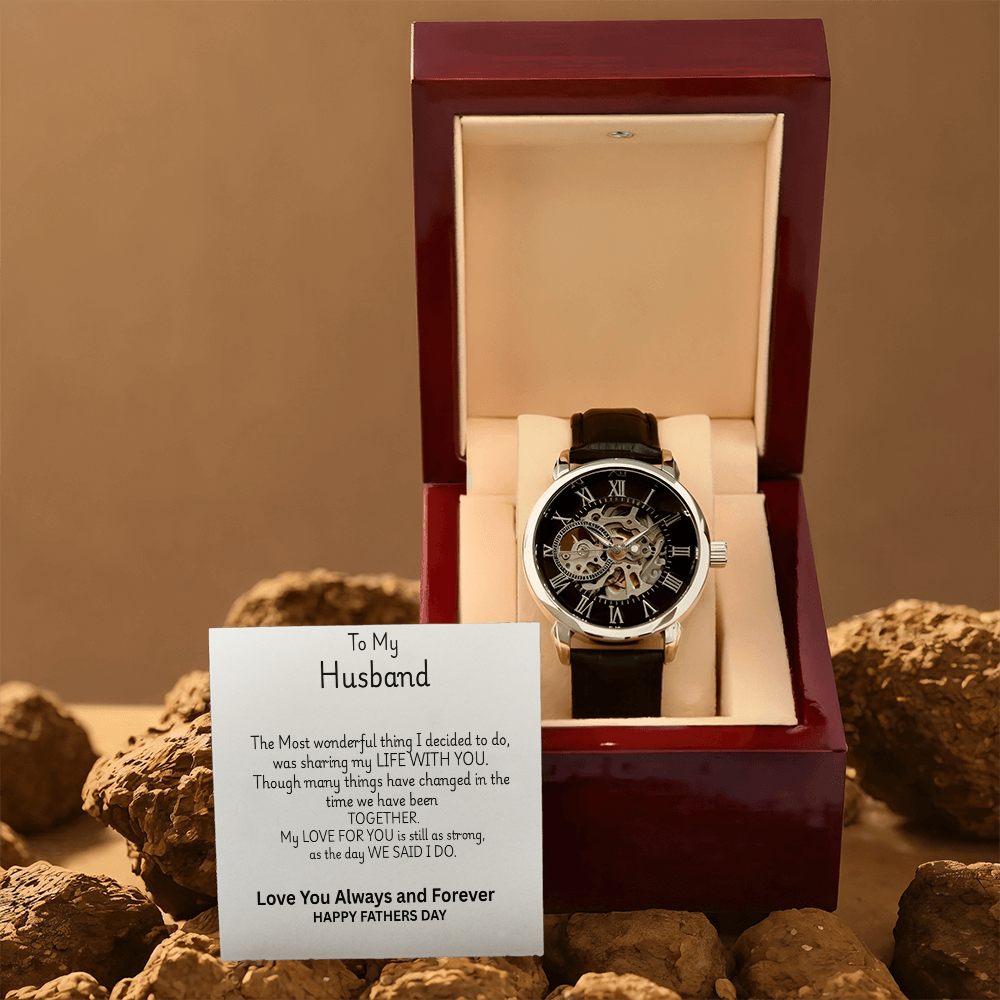 TO MY HUSBAND - Black Men's Openwork Watch