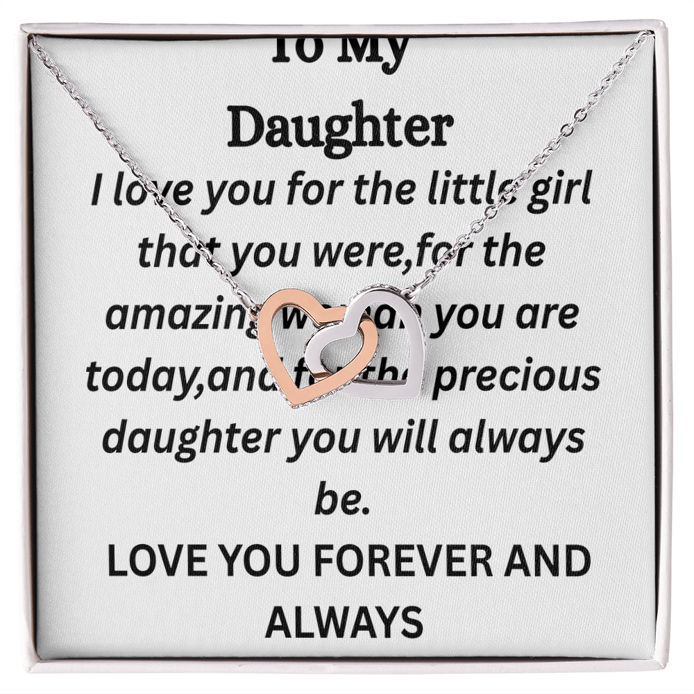 To My Daughter-Interlocking Heart Necklace