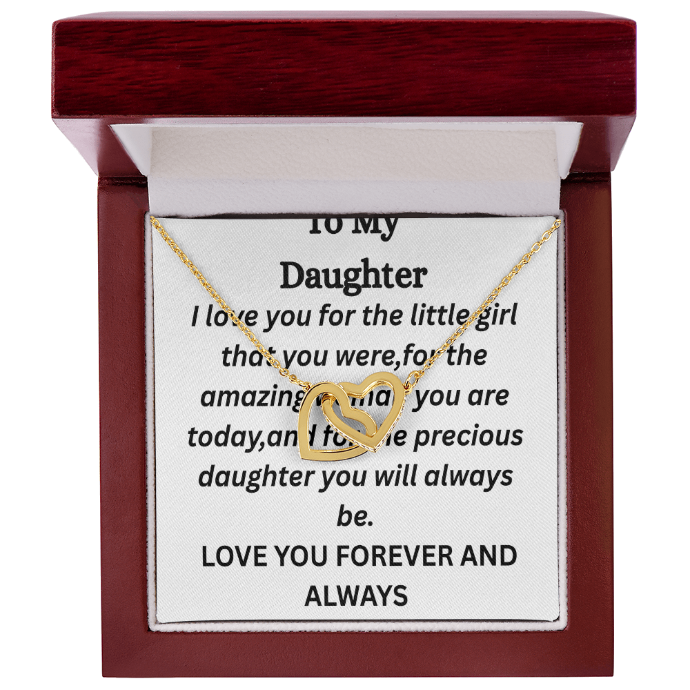 To My Daughter-Interlocking Heart Necklace
