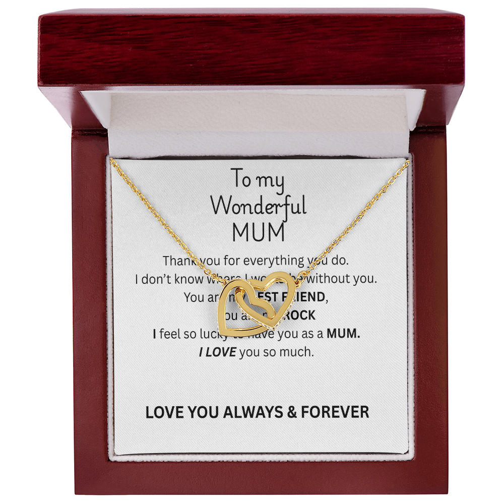 To My Mum Interlocking Hearts Necklace in Rose Gold or 18K Gold