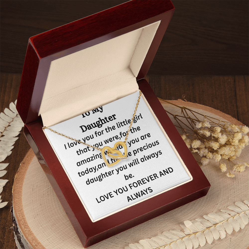 To My Daughter-Interlocking Heart Necklace