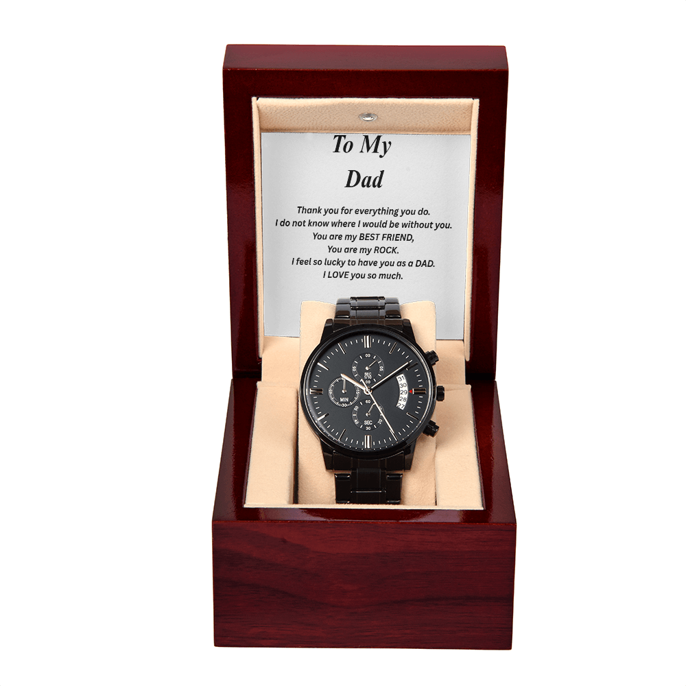 To My Dad-Black Chronograph Watch