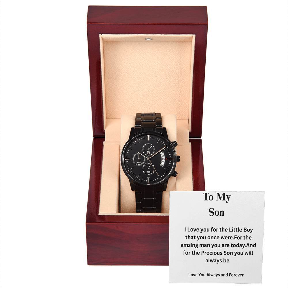 To My Son-Black Chronograph Watch