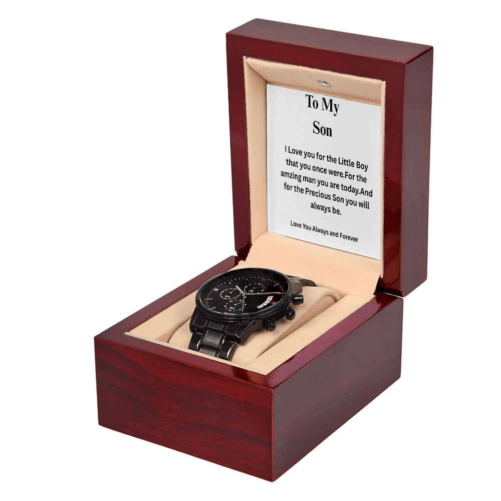 To My Son-Black Chronograph Watch