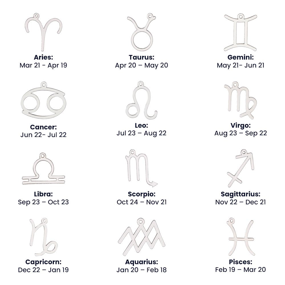 Zodiac Sign Necklace – Personalized Astrology Pendant, 18K Gold or Silver