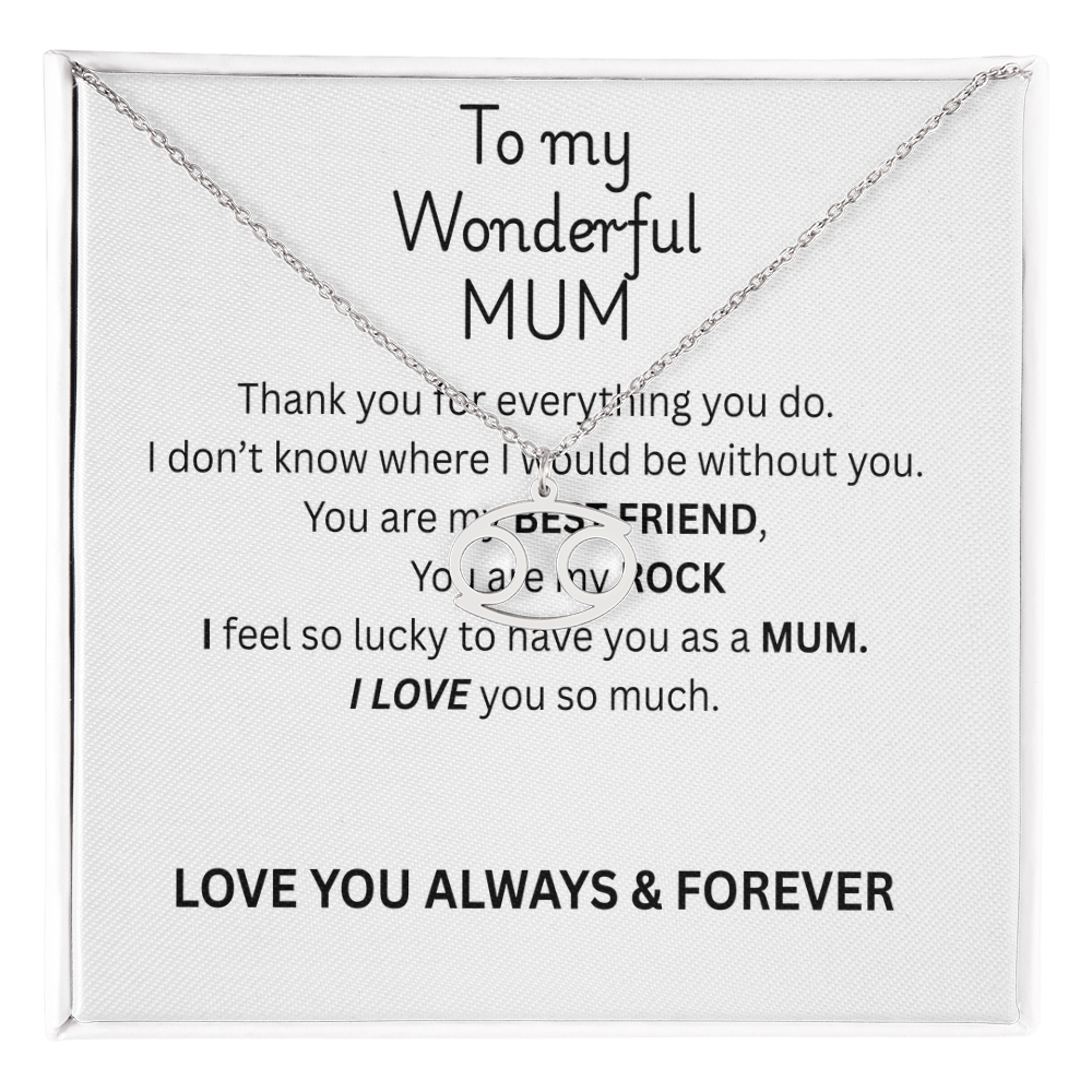 To My Mum Zodiac Sign Necklace, Personalised Astrology Pendant in 18K Gold or Silver