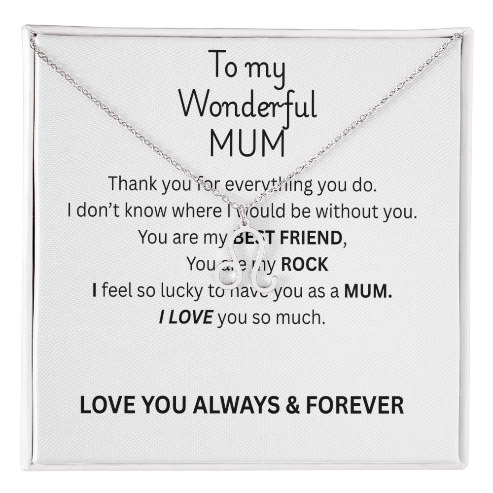 To My Mum Zodiac Sign Necklace, Personalised Astrology Pendant in 18K Gold or Silver