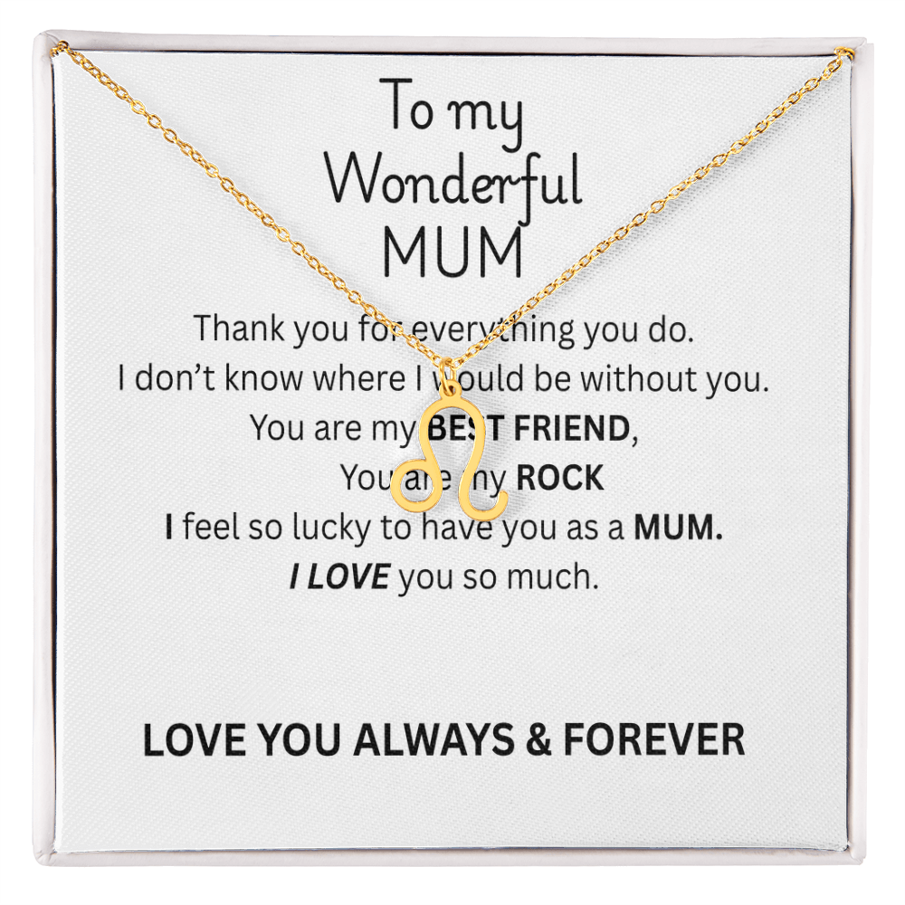 To My Mum Zodiac Sign Necklace, Personalised Astrology Pendant in 18K Gold or Silver