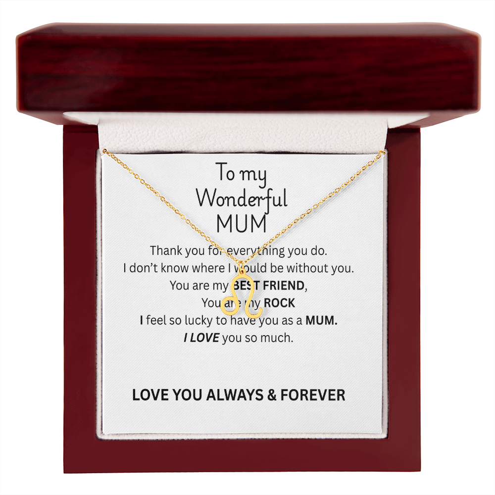 To My Mum Zodiac Sign Necklace, Personalised Astrology Pendant in 18K Gold or Silver